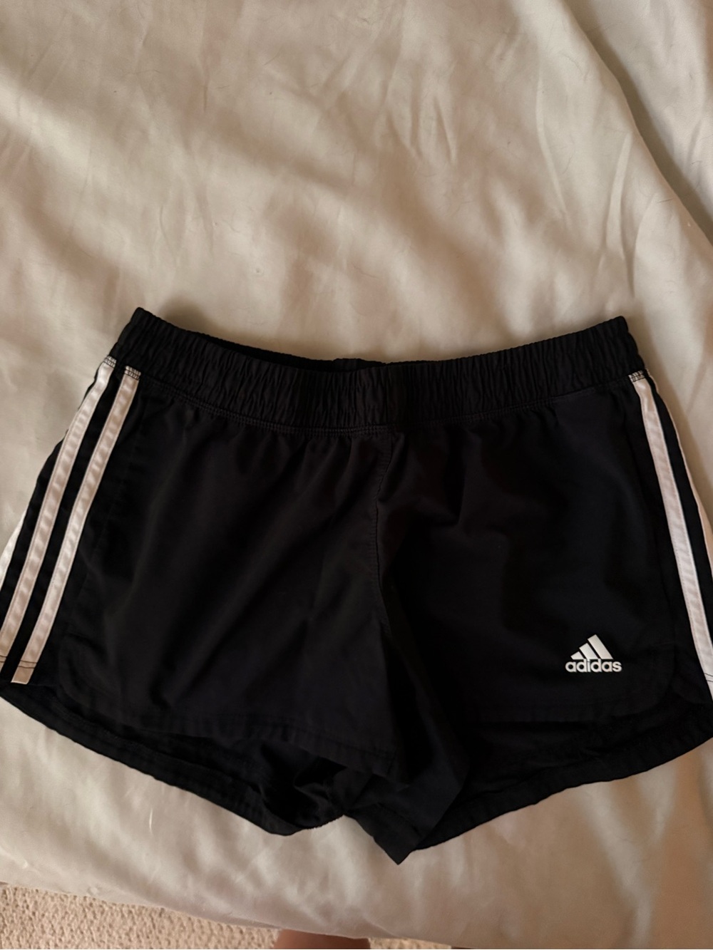 adidas Black Women's Athletic Shorts with White Side Stripes